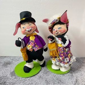 Annalee 16" Valerie and Vern Victorian Bunnies Holiday Easter Rare 1998